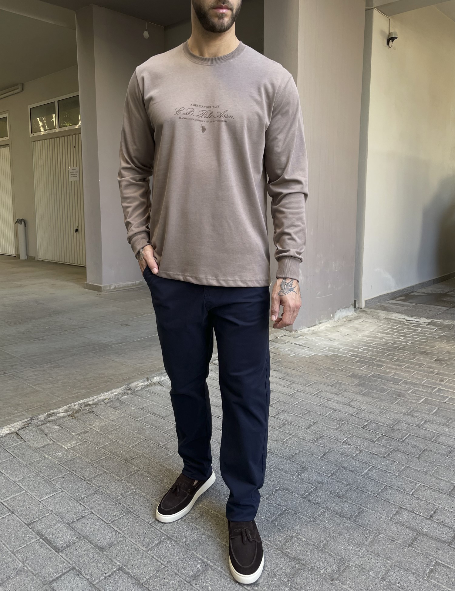 Everbest ανδρική πούρο μακρυμάνικη μπλούζα με τύπωμα Plus Size 2610180P φωτογραφία